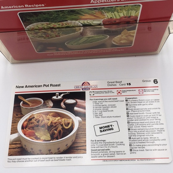 Vintage Great American Recipes Cards in Plastic Storage Box - Picture 6 of 16